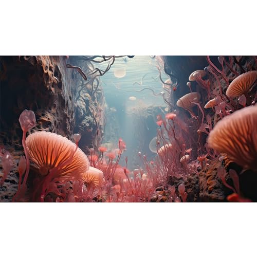 Riivvdise Korallenriff-Aquarium-Hintergrund, Unterwasserwelt, Felsenhöhle, Terrarium-Hintergrund, Fantasie, Unterwasser-Hintergrund, Höhle, Landschaft, Aquarium, Tapete, Poster, Vinyl, 91,4 x 45,7 cm von Riivvdise
