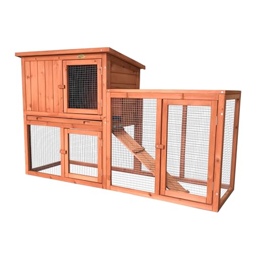 Rijoka Kaninchenstall aus Holz – Tiergehege Outdoor – abnehmbar Schublade – Hasenstall – 141x49x86cm von Rijoka