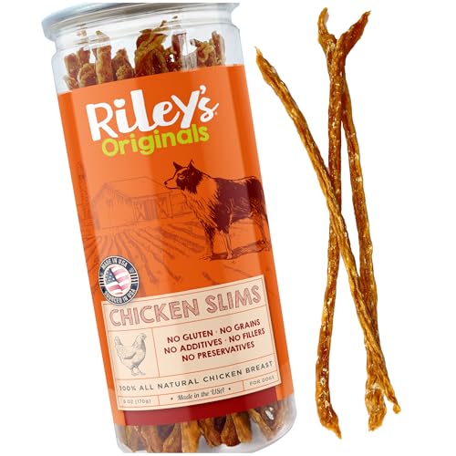 Keyoung Riley's Hühnerstreifen für Hunde – USA angebaute einzelne Zutaten Hundeleckerli – dehydrierte echtes Fleisch Huhn Hund Leckerlis natürliche Hühnerstäbchen Hund Jerky Leckereien 170 ml von Riley's