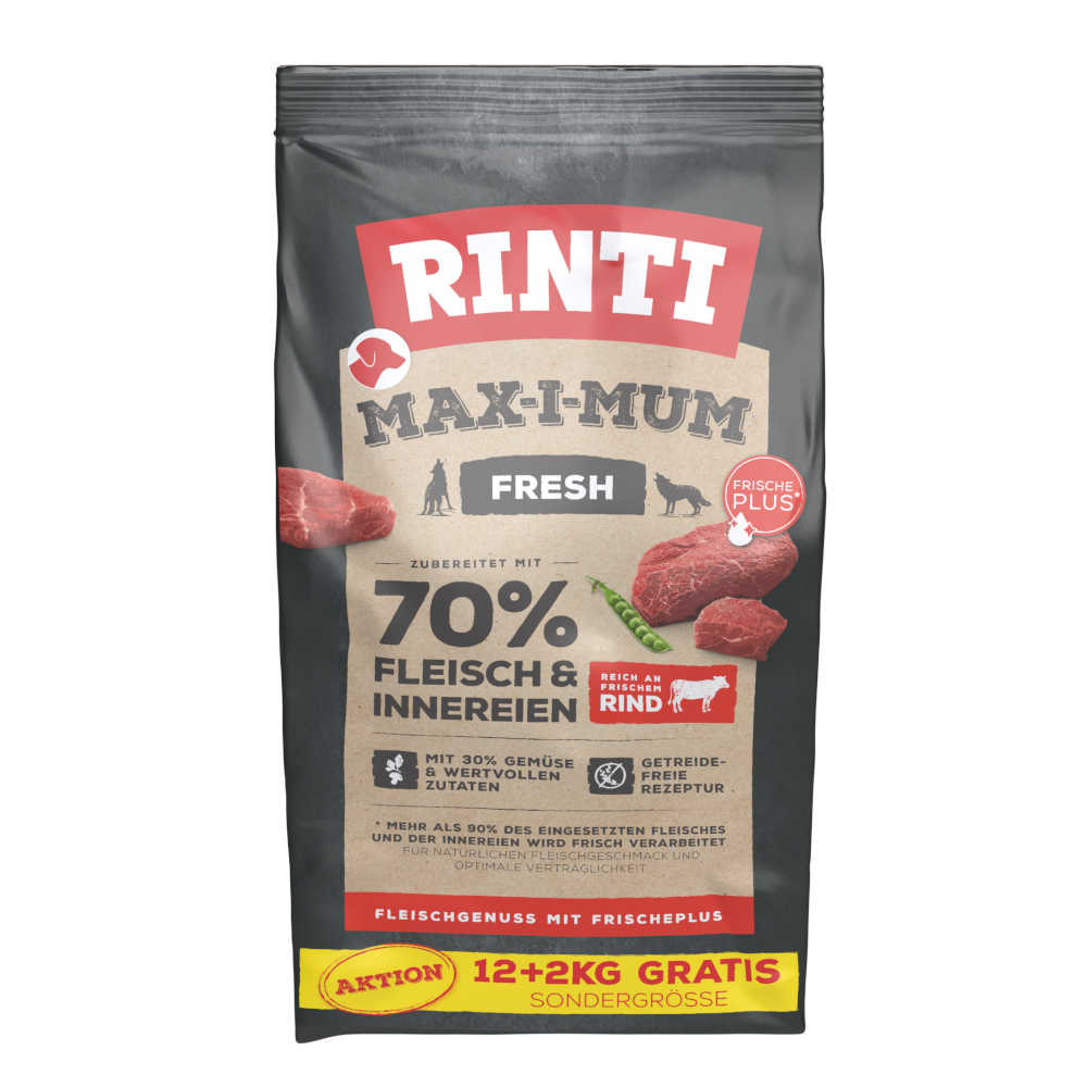 2 kg gratis! 14 kg RINTI Max-I-Mum - Fresh Rind von Rinti