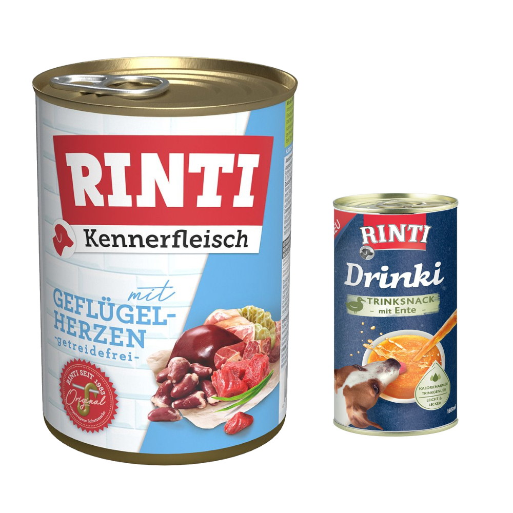 6 x 400 g RINTI Kennerfleisch + 185 ml Drinki mit Ente gratis! - Geflügelherzen 6 x 400 g RINTI Kennerfleisch + 185 ml Drinki mit Ente gratis! - Geflügelherzen von Rinti