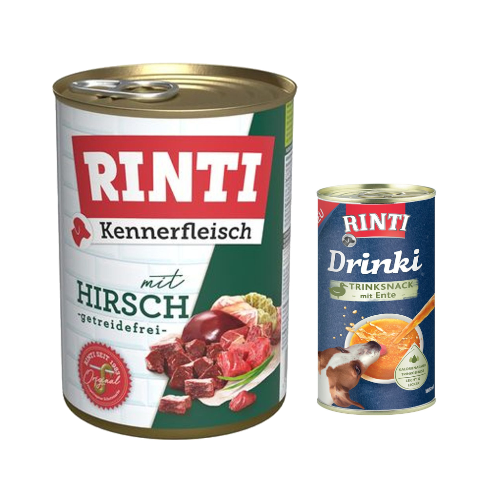 6 x 400 g RINTI Kennerfleisch + 185 ml Drinki mit Ente gratis! - Hirsch von Rinti