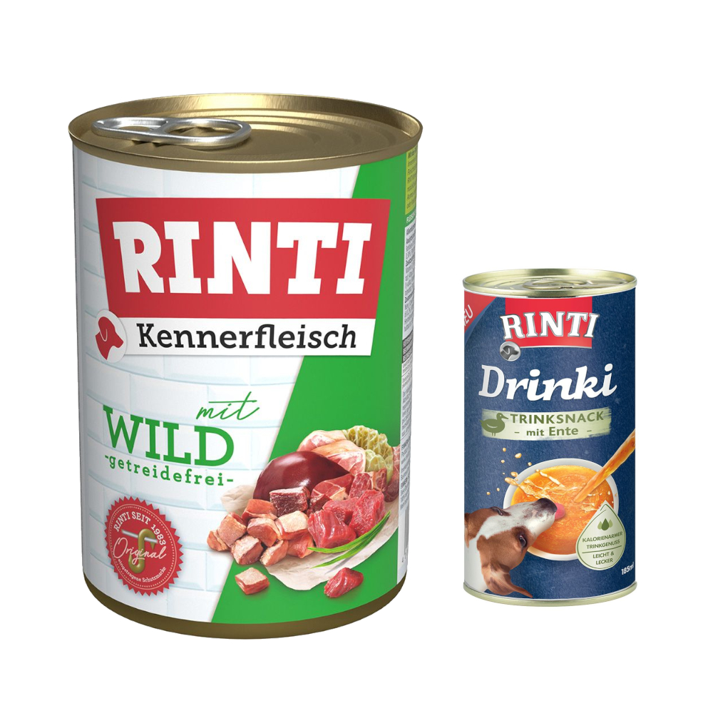 6 x 400 g RINTI Kennerfleisch + 185 ml Drinki mit Ente gratis! - Wild von Rinti