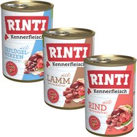 Probierpaket RINTI 6 x 400 g - Kennerfleisch Mix III (Lamm, Geflügelherzen, Rind) von Rinti