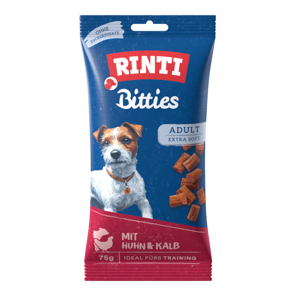 RINTI Bitties Adult - 6 x 75 g Huhn & Käse von Rinti