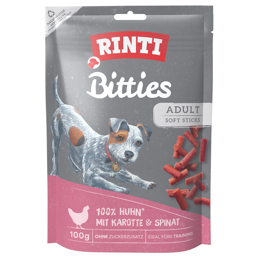 RINTI Bitties Adult Soft Sticks 100 g - Huhn mit Karotte & Spinat von Rinti