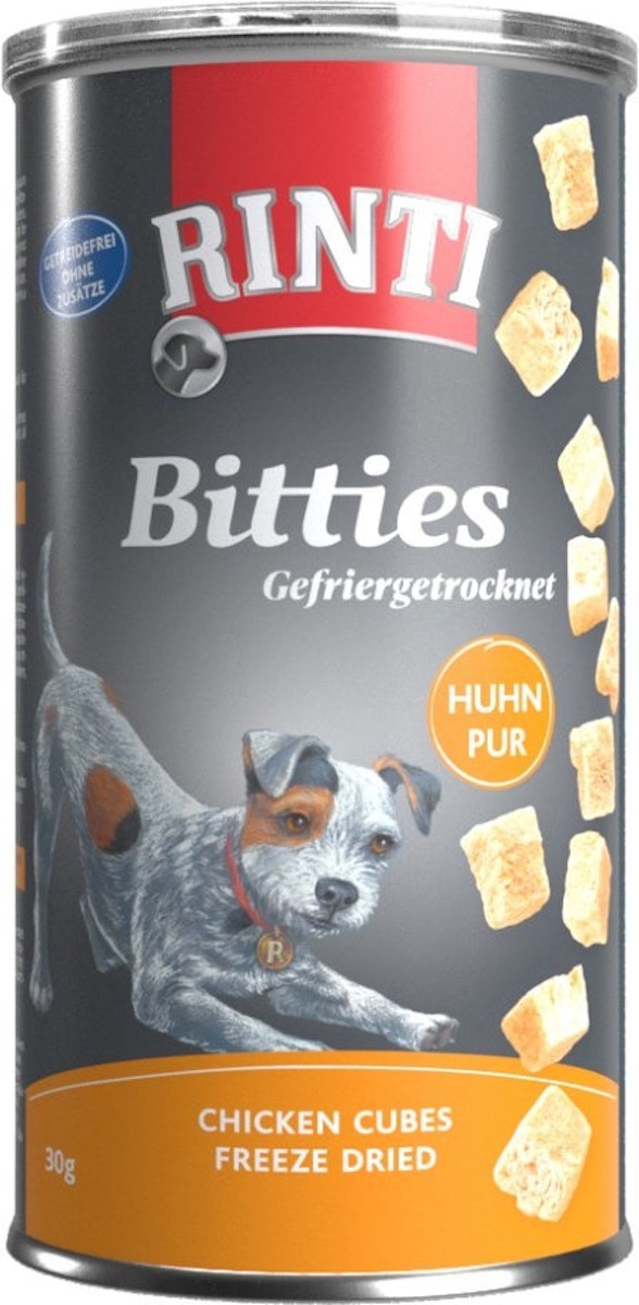 RINTI Bitties Pur gefriergetrocknet 30 Gramm Hundesnack 12 x 30 Gramm Huhn