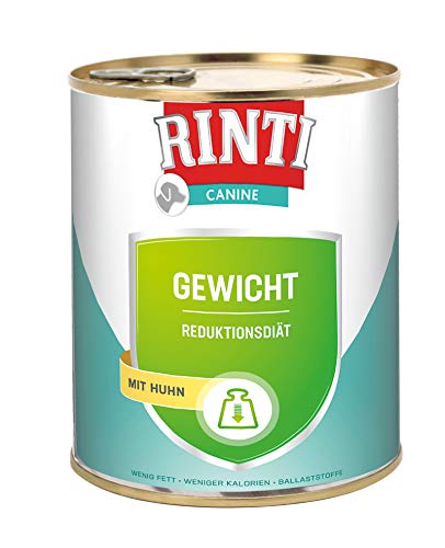 RINTI - Canine Gewicht | Diät Nassfutter zur Verringerung von Übergewicht. Alleinfutter mit verringertem Energiegehalt und erhöhten Ballaststoffen in der Dose | 6x800g Huhn von Rinti