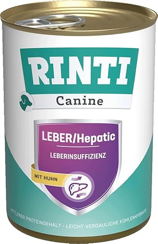 RINTI – Canine Leber/Hepatic | Diät Nassfutter für ausgewachsene Hunde zur Unterstützung der Leberfunktion. Alleinfutter in der Dose mit leicht verdaulichem Eiweiß | 12x400g Huhn von Rinti