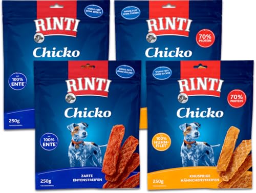 RINTI Chicko Vorratspack 4 x 250g | 2X Huhn & 2X Ente | Echtfleisch-Snack für Hunde | Ohne Soja & Fleischmehl | Luftgetrocknet & fettarm | Gut verdaulich | Belohnung & Training RINTI Chicko Vorratspack 4 x 250g | 2X Huhn & 2X Ente | Echtfleisch-Snack für Hunde | Ohne Soja & Fleischmehl | Luftgetrocknet & fettarm | Gut verdaulich | Belohnung & Training von Rinti