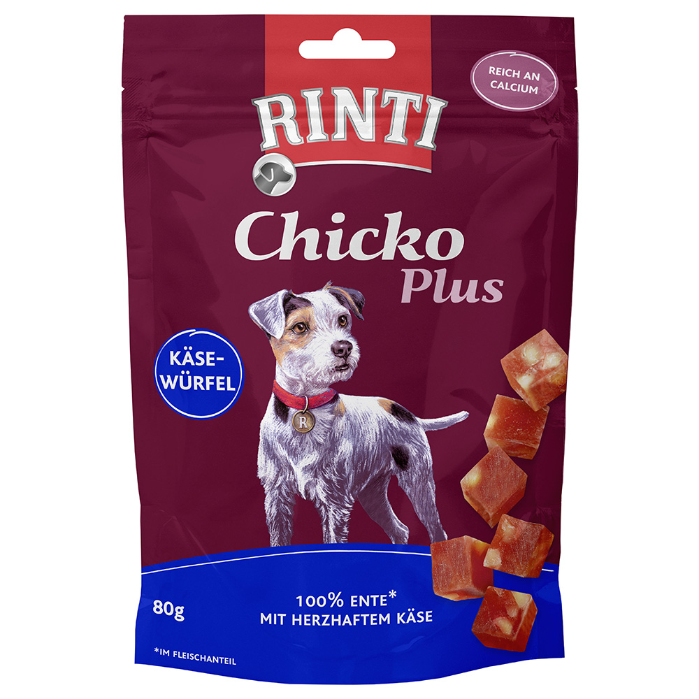 RINTI Chicko Plus Käse & Ente Würfel - Sparpaket: 12 x 80 g von Rinti