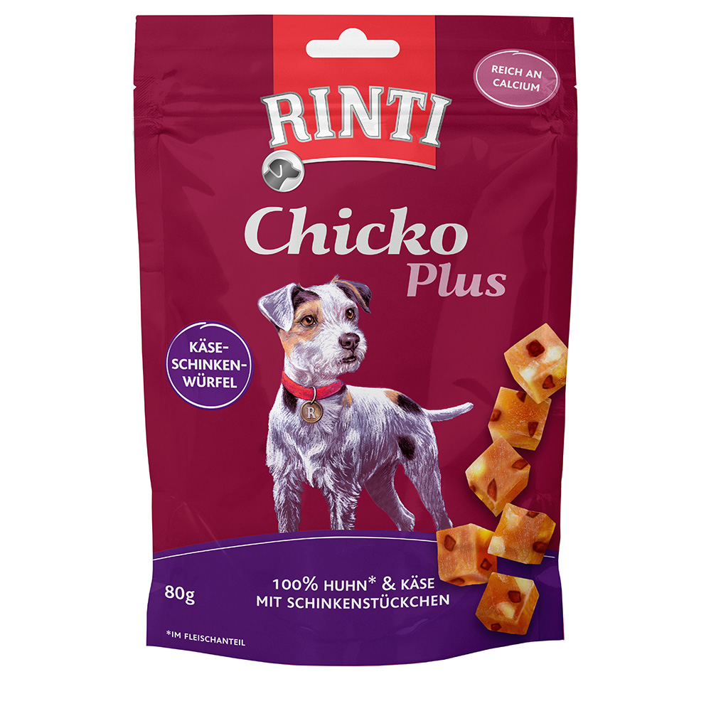 RINTI Chicko Plus Käse & Schinken Würfel - Sparpaket: 6 x 80 g von Rinti