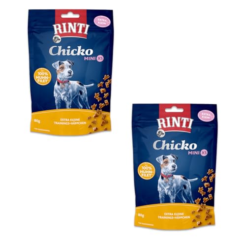 RINTI Extra Chicko Mini XS mit Huhn | Doppelpack | 2 x 80 g | Ergänzungsfuttermittel für kleine Hunde | Extra kleine Trainings-Häppchen | Schonend luftgetrocknet | Ohne Soja RINTI Extra Chicko Mini XS mit Huhn | Doppelpack | 2 x 80 g | Ergänzungsfuttermittel für kleine Hunde | Extra kleine Trainings-Häppchen | Schonend luftgetrocknet | Ohne Soja von Rinti