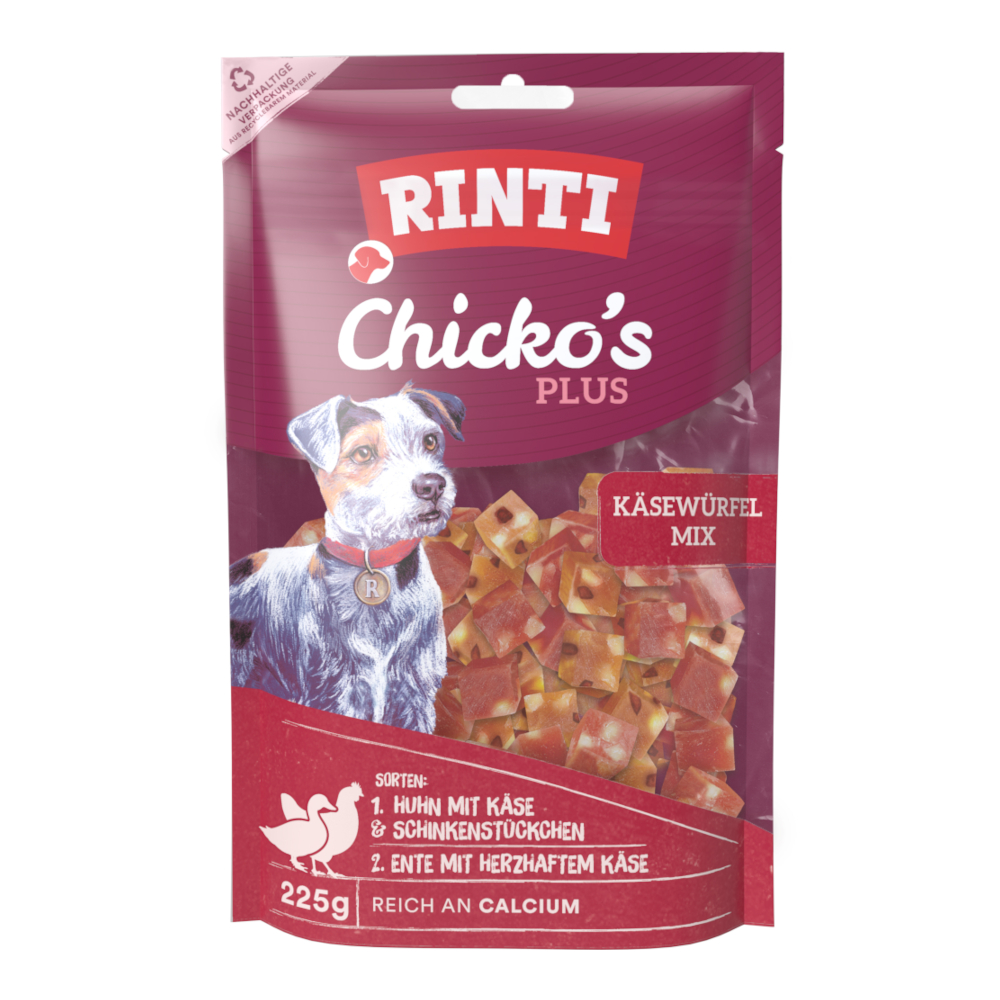 RINTI Extra Chicko Plus Würfelmix - Sparpaket: 3 x 225 g von Rinti