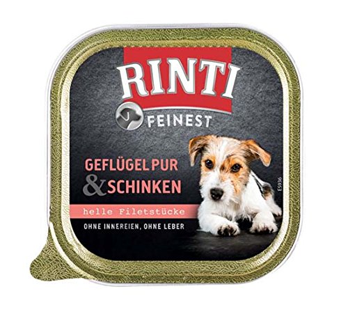 RINTI Feinest Geflügel Pur & Schinken | Hunde Nassfutter | 9x150g | Helle Filetstücke | ohne Innereien | ohne Leber RINTI Feinest Geflügel Pur & Schinken | Hunde Nassfutter | 9x150g | Helle Filetstücke | ohne Innereien | ohne Leber von Rinti