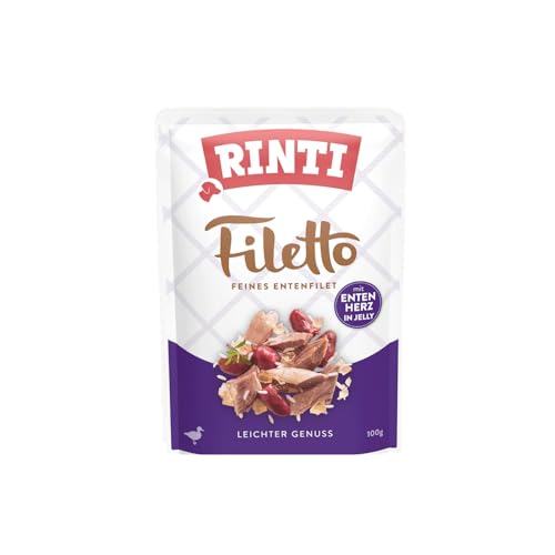 Rinti - Filetto | Leicht verdauliches Nassfutter für ausgewachsene Hunde. Ergänzungsfutter in Jelly im Frischebeutel ohne Farb- und Konservierungsstoffe | 24x100g Ente + Entenherz Rinti - Filetto | Leicht verdauliches Nassfutter für ausgewachsene Hunde. Ergänzungsfutter in Jelly im Frischebeutel ohne Farb- und Konservierungsstoffe | 24x100g Ente + Entenherz von Rinti