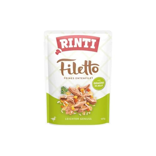 Rinti - Filetto | Leicht verdauliches Nassfutter für ausgewachsene Hunde. Ergänzungsfutter in Jelly im Frischebeutel ohne Farb- und Konservierungsstoffe | 24x100g Ente + Gemüse Rinti - Filetto | Leicht verdauliches Nassfutter für ausgewachsene Hunde. Ergänzungsfutter in Jelly im Frischebeutel ohne Farb- und Konservierungsstoffe | 24x100g Ente + Gemüse von Rinti
