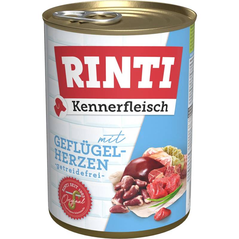 Rinti Kennerfleisch mit Geflügelherzen 24x400g von Rinti