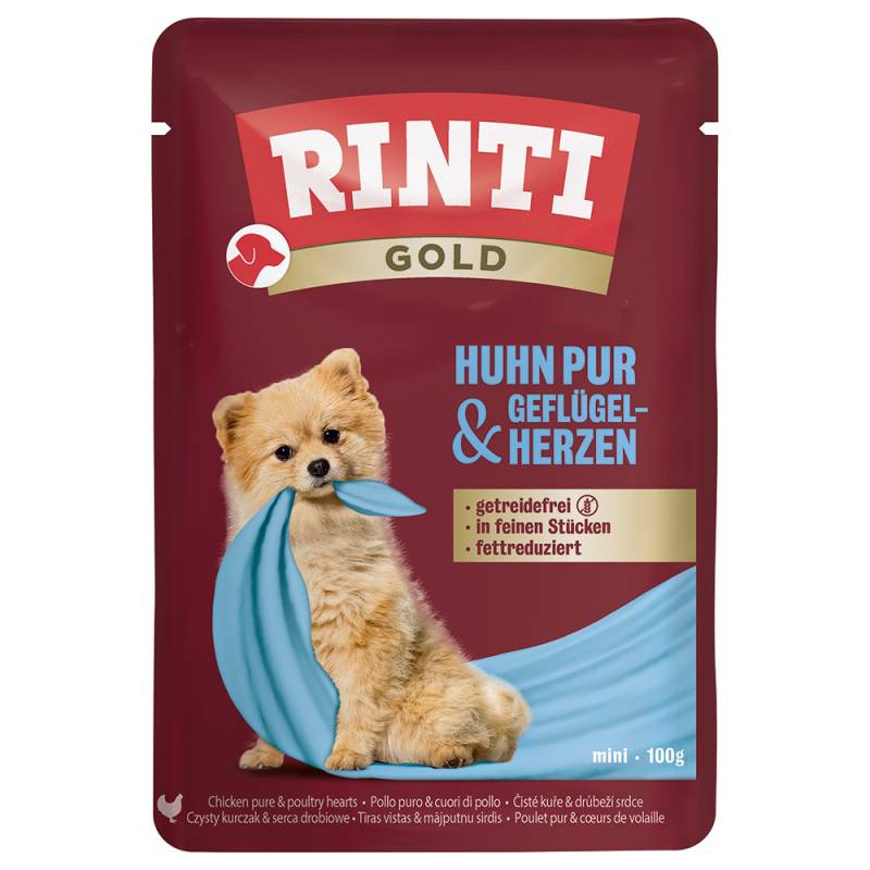 RINTI Gold 10 x 100 g - Huhn Pur & Geflügelherzen von Rinti