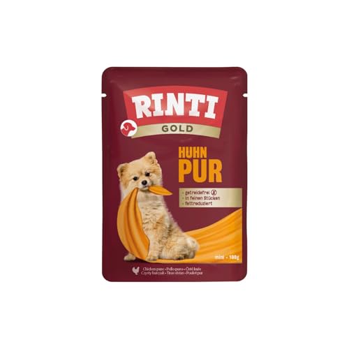 RINTI - Gold | Leicht verdauliches Nassfutter für kleine, ausgewachsene Hunde. Alleinfutter im Frischebeutel ohne Formfleisch, Soja oder künstliche Zusätze | 10x100g Huhn Pur RINTI - Gold | Leicht verdauliches Nassfutter für kleine, ausgewachsene Hunde. Alleinfutter im Frischebeutel ohne Formfleisch, Soja oder künstliche Zusätze | 10x100g Huhn Pur von Rinti