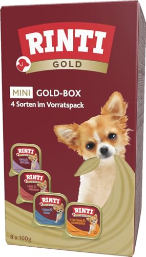 RINTI - Gold Mini Multibox | Nassfutter für kleine, ausgewachsene Hunde mit 65% Fleisch und Innereien. Alleinfutter in Schälchen ohne Kohlenhydrate und künstliche Zusätze | 4x8x100g RINTI - Gold Mini Multibox | Nassfutter für kleine, ausgewachsene Hunde mit 65% Fleisch und Innereien. Alleinfutter in Schälchen ohne Kohlenhydrate und künstliche Zusätze | 4x8x100g von Rinti