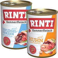RINTI Kennerfleisch 12 x 400 g - Geflügel-Mix (Geflügelherzen, Huhn) von Rinti