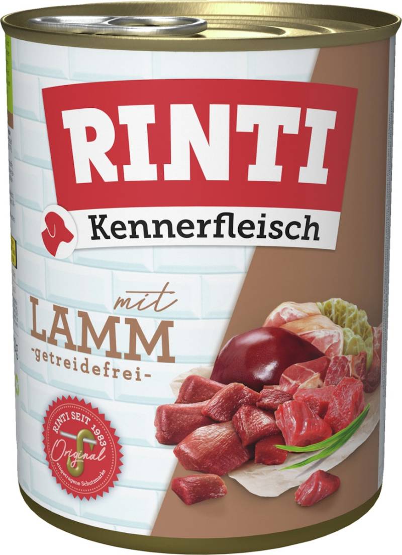 RINTI Kennerfleisch 800g Dose Hundenassfutter Sparpaket 36 x 800 Gramm Lamm