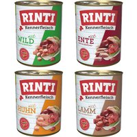 RINTI Kennerfleisch 800g x 24 - Sparpaket - Mix (Lamm, Huhn, Wild, Ente) von Rinti