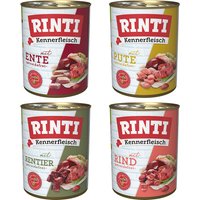 RINTI Kennerfleisch 800g x 24 - Sparpaket - Mix (Rind, Pute, Ente, Rentier) von Rinti