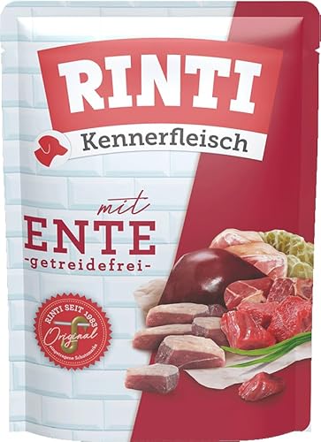 RINTI - Kennerfleisch | Nassfutter mit 70% Fleisch für ausgewachsene Hunde. Getreidefreies Alleinfutter in der Dose ohne Soja, Farb- und Konservierungsstoffe | 10x400g Ente von Rinti