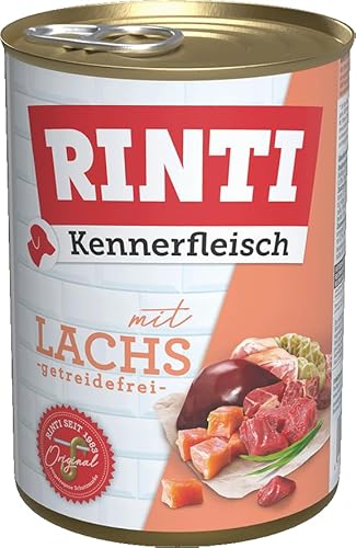 RINTI - Kennerfleisch | Nassfutter mit 70% Fleisch für ausgewachsene Hunde. Getreidefreies Alleinfutter in der Dose ohne Soja, Farb- und Konservierungsstoffe | 12x400g Lachs RINTI - Kennerfleisch | Nassfutter mit 70% Fleisch für ausgewachsene Hunde. Getreidefreies Alleinfutter in der Dose ohne Soja, Farb- und Konservierungsstoffe | 12x400g Lachs von Rinti