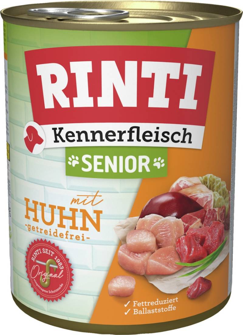 RINTI Kennerfleisch Senior 800g Dose Hundenassfutter Sparpaket 36 x 800 Gramm Huhn