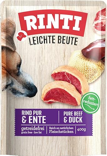 RINTI - Leichte Beute | Fettreduziertes Nassfutter mit natürlichen Fleischstücken für empfindliche, ausgewachsene Hunde. Alleinfutter im Beutel ohne künstliche Zusätze | 10x400g Rind Pur + Ente RINTI - Leichte Beute | Fettreduziertes Nassfutter mit natürlichen Fleischstücken für empfindliche, ausgewachsene Hunde. Alleinfutter im Beutel ohne künstliche Zusätze | 10x400g Rind Pur + Ente von Rinti