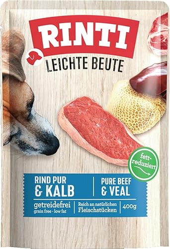 RINTI - Leichte Beute | Fettreduziertes Nassfutter mit natürlichen Fleischstücken für empfindliche, ausgewachsene Hunde. Alleinfutter im Beutel ohne künstliche Zusätze | 10x400g Rind Pur + Kalb RINTI - Leichte Beute | Fettreduziertes Nassfutter mit natürlichen Fleischstücken für empfindliche, ausgewachsene Hunde. Alleinfutter im Beutel ohne künstliche Zusätze | 10x400g Rind Pur + Kalb von Rinti