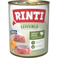 RINTI Sensible Nassfutter Hund, Adult, Dose, Pute und Möhre 6x800 g von Rinti