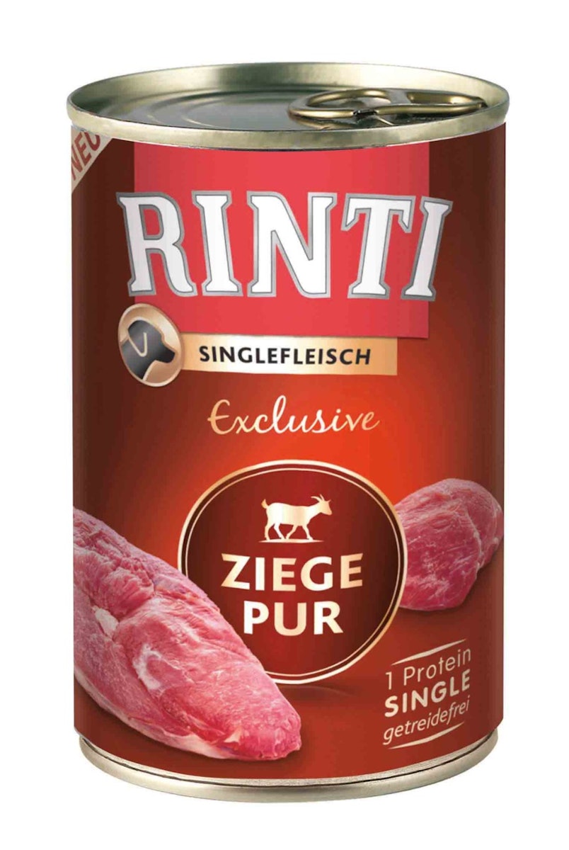 RINTI Singlefleisch Exclusive 400g Dose Hundenassfutter Sparpaket 48 x 400 Gramm Ziege Pur