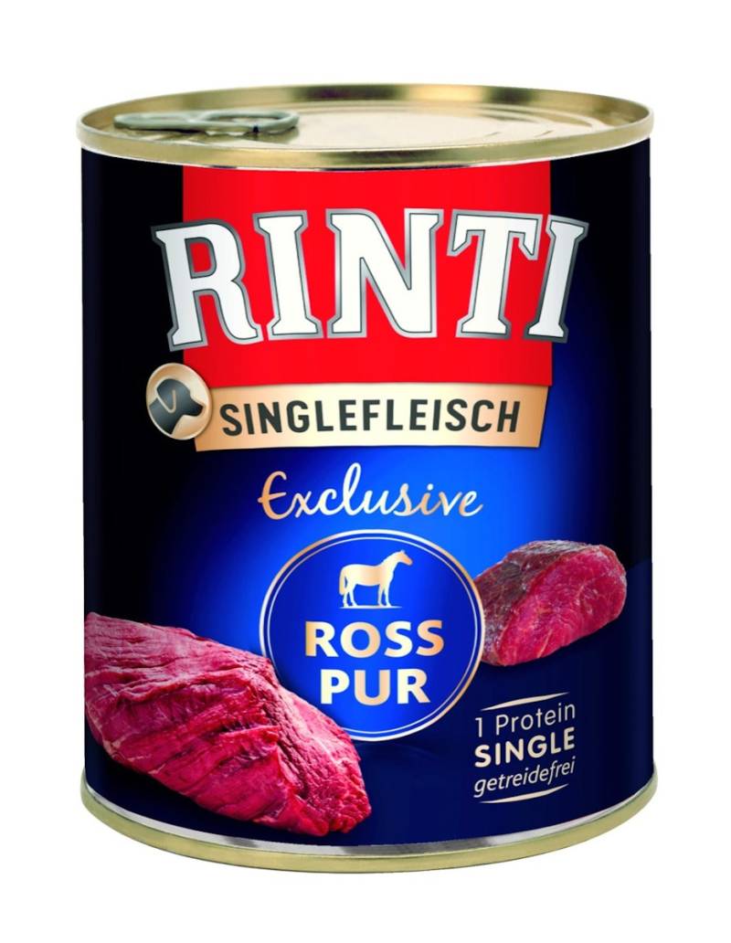 RINTI Singlefleisch Exclusive 800g Dose Hundenassfutter Sparpaket 12 x 800 Gramm Ross Pur