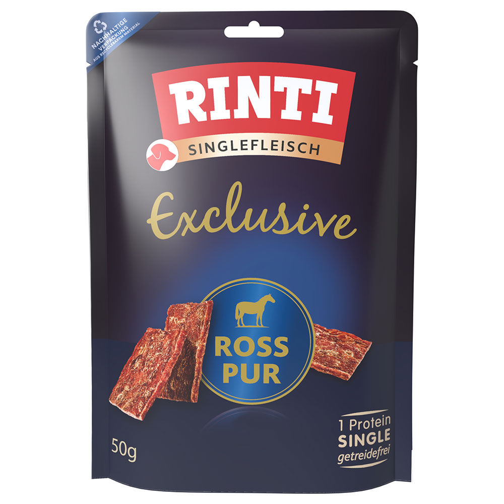 RINTI Singlefleisch Exclusive Snack - Ross Pur 50 g von Rinti