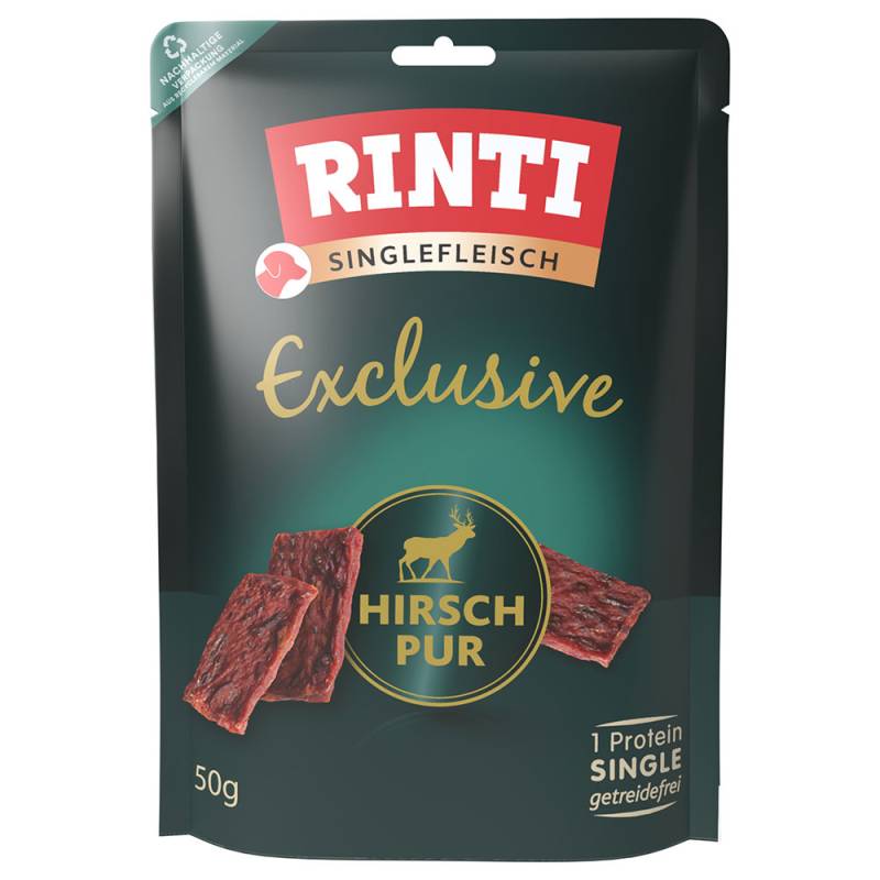 RINTI Singlefleisch Exclusive Snack - Sparpaket: Hirsch Pur 3 x 50 g von Rinti