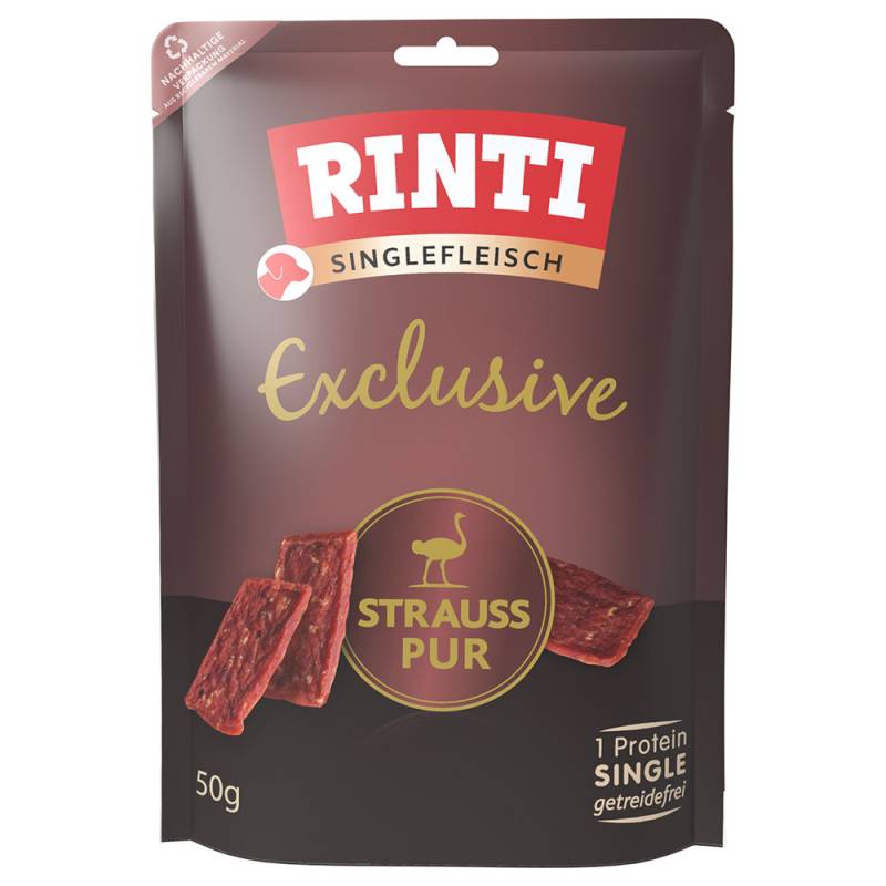 RINTI Singlefleisch Exclusive Snack - Sparpaket: Strauß Pur 3 x 50 g von Rinti