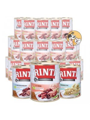 Rinti 30 x 800g Kennerfleisch Nassfutter aus 19 Sorten frei wählbar und MIOMERA gratis Snack dazu von Rinti