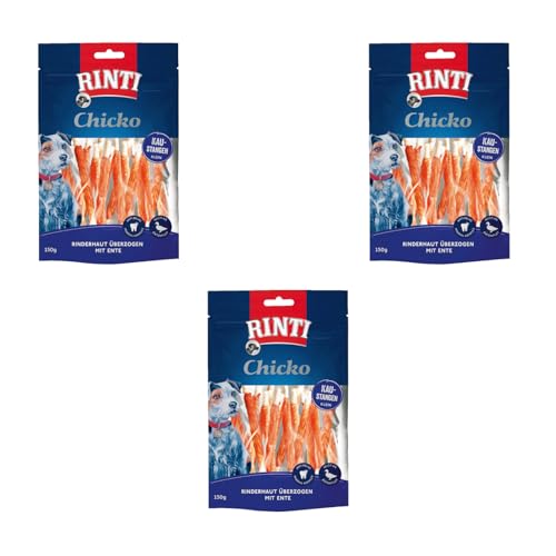 Rinti Chicko Kaustangen klein | 3er Pack | 3 x 150 g | Aus bissfester Rinderhaut mit Entenfleisch überzogen | Putzkörperchen auf Mineralstoffbasis | Wiederverschließbar Rinti Chicko Kaustangen klein | 3er Pack | 3 x 150 g | Aus bissfester Rinderhaut mit Entenfleisch überzogen | Putzkörperchen auf Mineralstoffbasis | Wiederverschließbar von Rinti