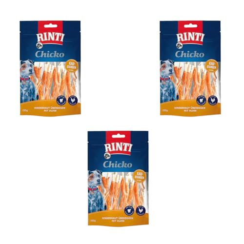 Rinti Chicko Kaustangen klein | 3er Pack | 3 x 150 g | Aus bissfester Rinderhaut mit Hühnerfleisch überzogen | Putzkörperchen auf Mineralstoffbasis | Wiederverschließbar Rinti Chicko Kaustangen klein | 3er Pack | 3 x 150 g | Aus bissfester Rinderhaut mit Hühnerfleisch überzogen | Putzkörperchen auf Mineralstoffbasis | Wiederverschließbar von Rinti