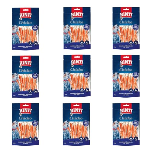 Rinti Chicko Kaustangen klein | 9er Pack | 9 x 150 g | Aus bissfester Rinderhaut mit Entenfleisch überzogen | Putzkörperchen auf Mineralstoffbasis | Wiederverschließbar Rinti Chicko Kaustangen klein | 9er Pack | 9 x 150 g | Aus bissfester Rinderhaut mit Entenfleisch überzogen | Putzkörperchen auf Mineralstoffbasis | Wiederverschließbar von Rinti
