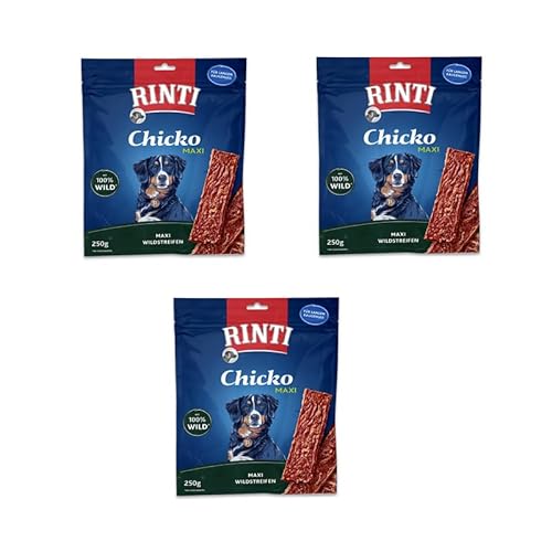 Rinti Chicko Maxi Wild | 3er Pack | 3 x 250 g | Ergänzungsfuttermittel für ausgewachsene Hunde | Leicht bekömmlich und gut verdaulich | Zarte Wildfleisch-Streifen | Ohne Soja Rinti Chicko Maxi Wild | 3er Pack | 3 x 250 g | Ergänzungsfuttermittel für ausgewachsene Hunde | Leicht bekömmlich und gut verdaulich | Zarte Wildfleisch-Streifen | Ohne Soja von Rinti