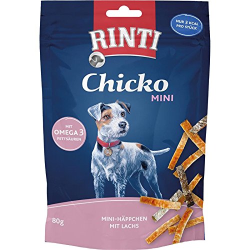 Rinti Chicko Mini Häppchen mit Lachs | 12x 80g Hundesnack von Rinti