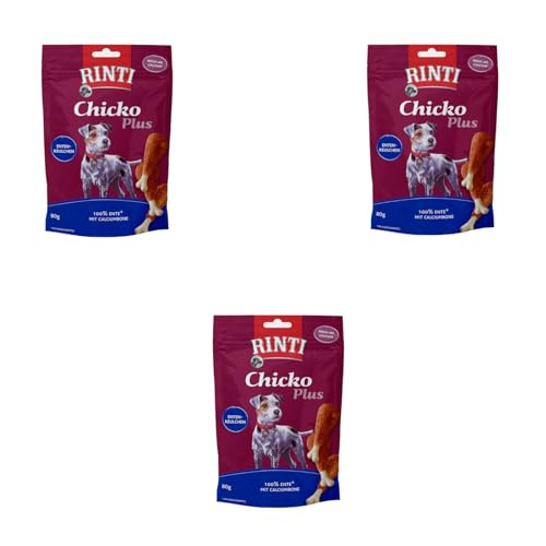 Rinti Chicko Plus Entenkeulchen | 3er Pack | 3 x 80 g | Aus frischem Entenbrustfilet zubereitet | Schonend luftgetrocknet | Wiederverschließbar | Ohne Soja und Fleischmehle Rinti Chicko Plus Entenkeulchen | 3er Pack | 3 x 80 g | Aus frischem Entenbrustfilet zubereitet | Schonend luftgetrocknet | Wiederverschließbar | Ohne Soja und Fleischmehle von Rinti