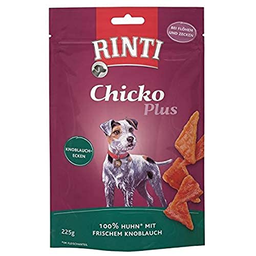 Rinti Chicko Plus Knoblauchecken, 225 g, Hühnerfilet mit frischem Knoblauch, Ohne Fleischmehle, Soja oder andere Zusatzstoffe, Wiederverschließbar, Schonend luftgetrocknet Rinti Chicko Plus Knoblauchecken, 225 g, Hühnerfilet mit frischem Knoblauch, Ohne Fleischmehle, Soja oder andere Zusatzstoffe, Wiederverschließbar, Schonend luftgetrocknet von Rinti