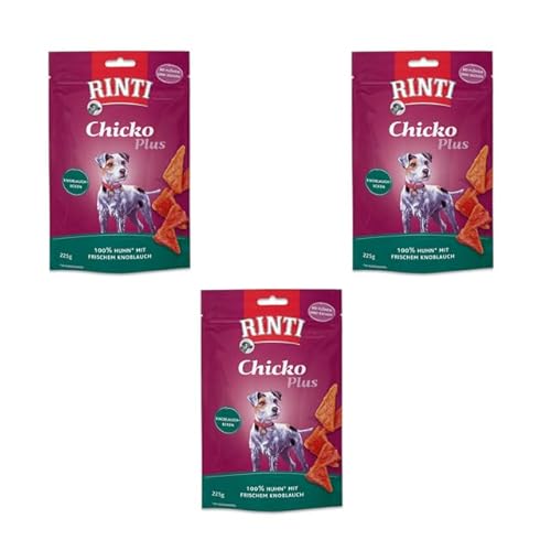 Rinti Chicko Plus Knoblauchecken | 3er Pack | 3 x 225 g | Hühnerfilet mit frischem Knoblauch | Ohne Fleischmehle, Soja oder andere Zusatzstoffe | Schonend luftgetrocknet Rinti Chicko Plus Knoblauchecken | 3er Pack | 3 x 225 g | Hühnerfilet mit frischem Knoblauch | Ohne Fleischmehle, Soja oder andere Zusatzstoffe | Schonend luftgetrocknet von Rinti