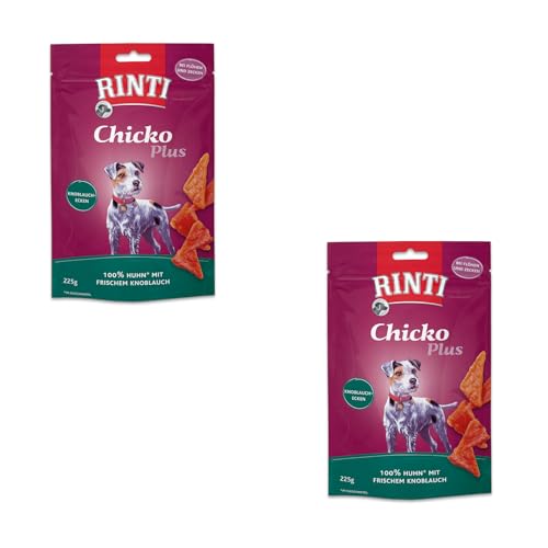 Rinti Chicko Plus Knoblauchecken | Doppelpack | 2 x 225 g | Hühnerfilet mit frischem Knoblauch | Ohne Fleischmehle, Soja oder andere Zusatzstoffe | Schonend luftgetrocknet Rinti Chicko Plus Knoblauchecken | Doppelpack | 2 x 225 g | Hühnerfilet mit frischem Knoblauch | Ohne Fleischmehle, Soja oder andere Zusatzstoffe | Schonend luftgetrocknet von Rinti